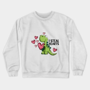 I Steal Hearts Dinosaur Valentines Day Crewneck Sweatshirt